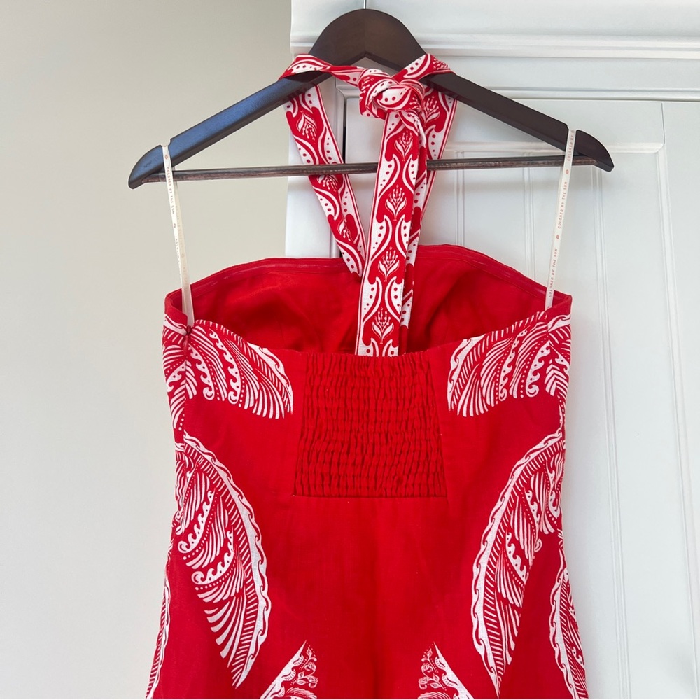 FARM Rio Beaded Fringe Red Off-White Majestic Coconut Mini Dress Size Small NWT - Picture 9 of 16